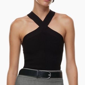 Aritzia Babaton Sculpt Knit Criss Cross Tank